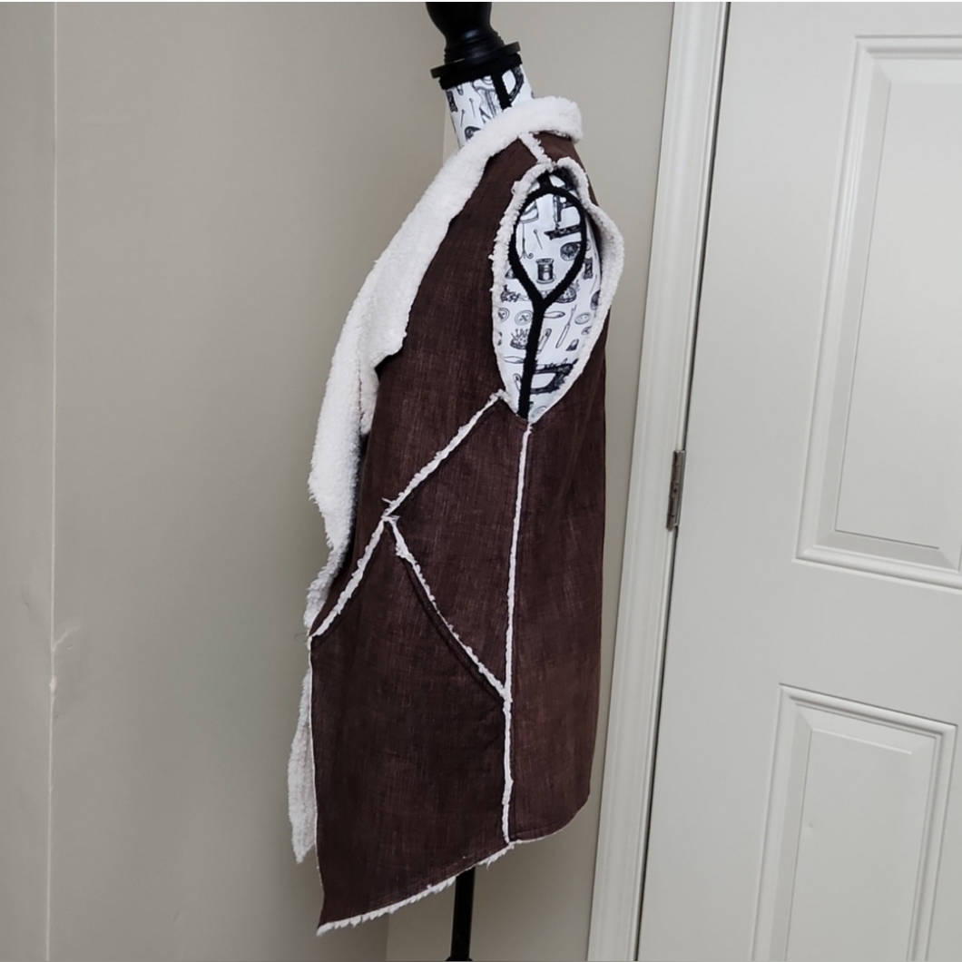 Lularoe Marlow Faux Shearling Vest With Pockets Brown Women's Small 00-8 Nwt